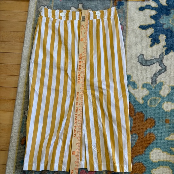 TELA Yellow Stripe Set Pencil Skirt Oversize Top Button Cotton Size L - Picture 3 of 16